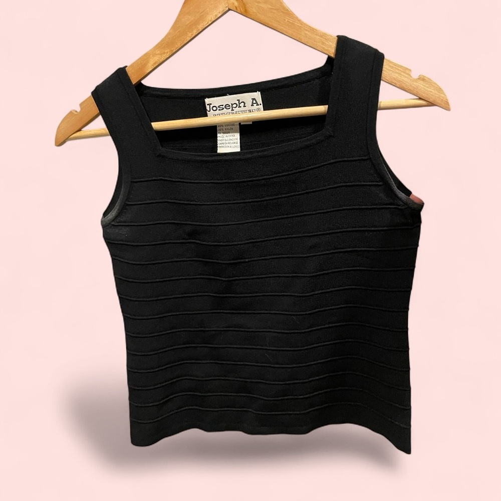 Cute square neck horizontal rib sleeveless sweater Joseph A